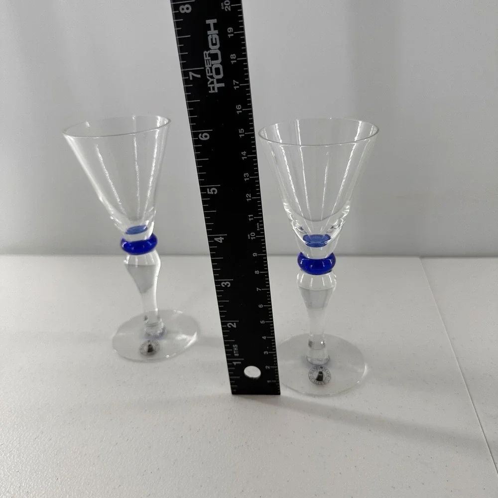 IKEA Shot Glass Hand Blown Cobalt Blue Handmade 2‎ Pack Vtg Retro Rare Sweden